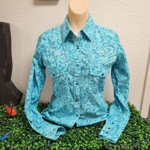 Cowgirl Hardware Western Pearl Snap Button Up + Chicos Necklace